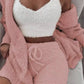 3 Piece Soft Warm Long Sleeve Hoodie Shorts and Vest Pajama Set