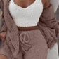 3 Piece Soft Warm Long Sleeve Hoodie Shorts and Vest Pajama Set