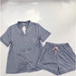 2 Piece Short Sleeve Button Up Top Shorts Pajama Set