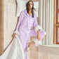 2 Piece Feathered Long-sleeved Pajama Set