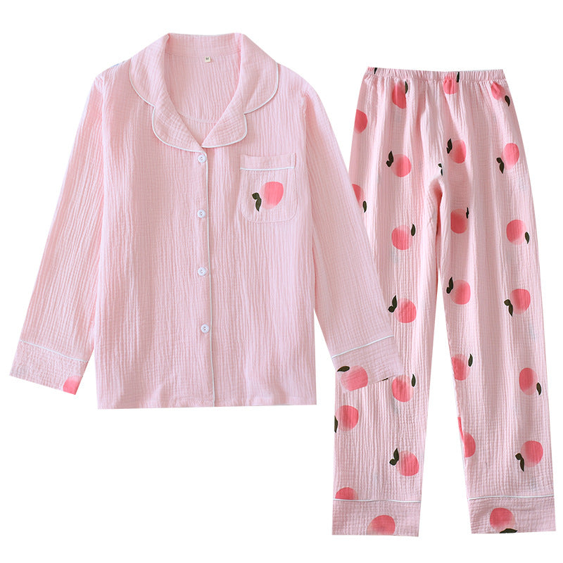 2 Piece Collared Button Up Top Crepe Pajama Set