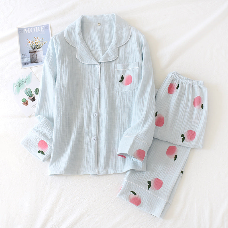 2 Piece Collared Button Up Top Crepe Pajama Set