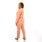 Long Sleeve Long Pants Gauze Crepe Cotton Front Button Top with Collar and Pocket Pajama Set