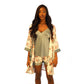 Women's Four Piece Sleepwear Gown V-neck Kimono Robe Shorts and Top