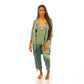 Women's Five Piece Sleepwear Lace Trim Gown V-neck Robe Pants Shorts and Top