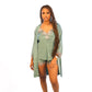 Women's Five Piece Sleepwear Lace Trim Gown V-neck Robe Pants Shorts and Top