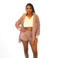 3 Piece Soft Warm Long Sleeve Hoodie Shorts and Vest Pajama Set