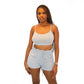 3 Piece Crop Top Drawstring Shorts Set