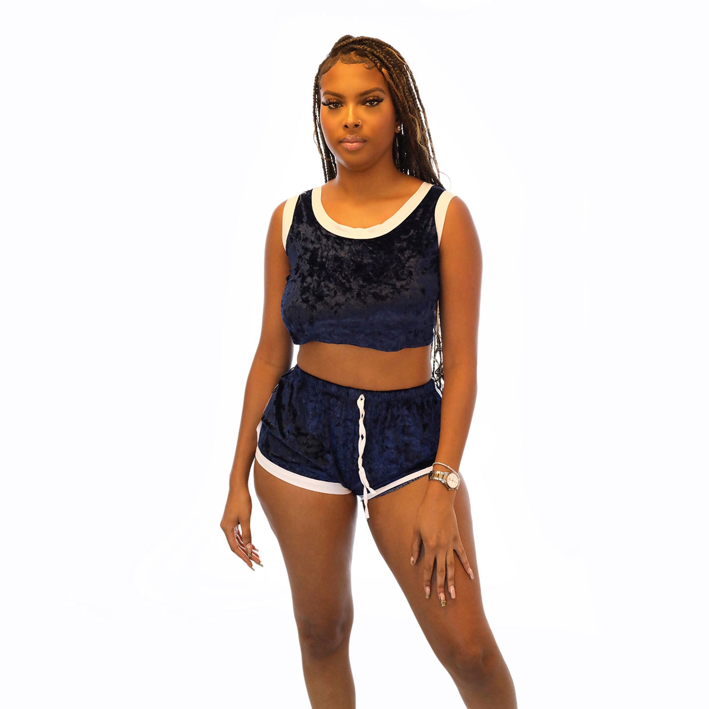 2 Piece Sporty Crop Top Shorts Set