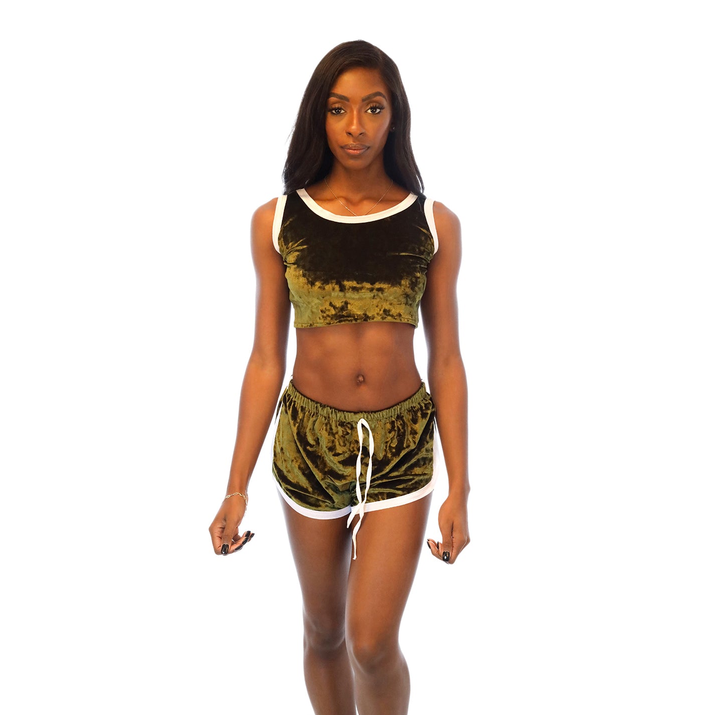 2 Piece Sporty Crop Top Shorts Set