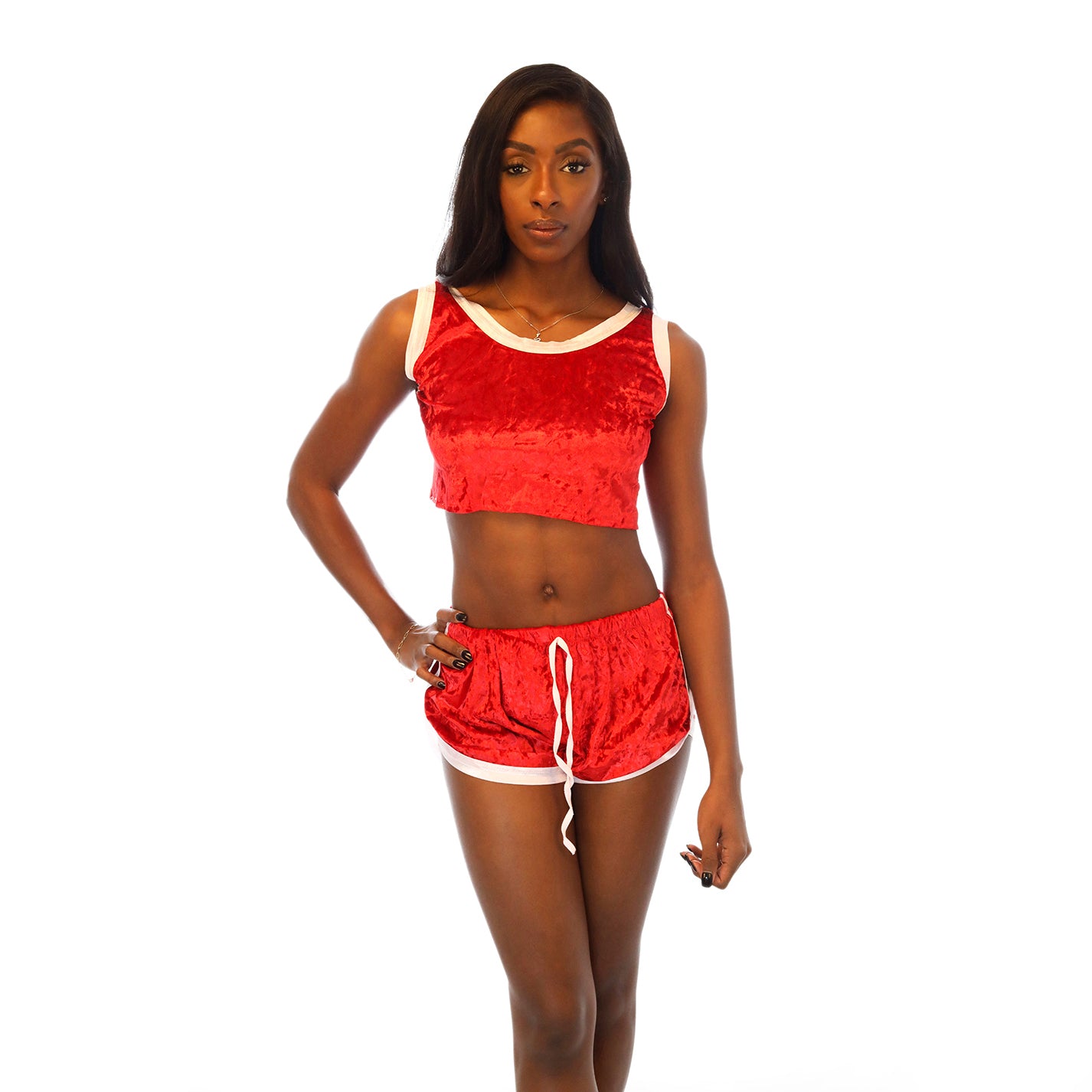 2 Piece Sporty Crop Top Shorts Set