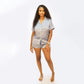 2 Piece Short Sleeve Button Up Top Shorts Pajama Set