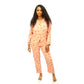 2 Piece Collared Button Up Top Crepe Pajama Set