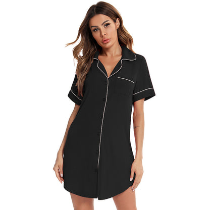 Collared Button Up Loose Casual Nightdress