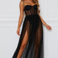 Mesh Long Dress w/ Corset Style Top