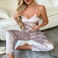 2 Piece Cami Top Long Pants Silk Pajamas Set