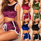 2 Piece Sporty Crop Top Shorts Set