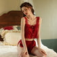 2 Piece Lace Front Button Camisole Shorts Set