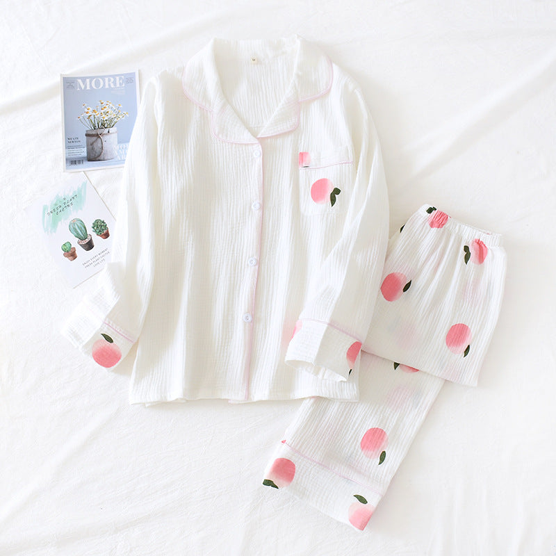 2 Piece Collared Button Up Top Crepe Pajama Set