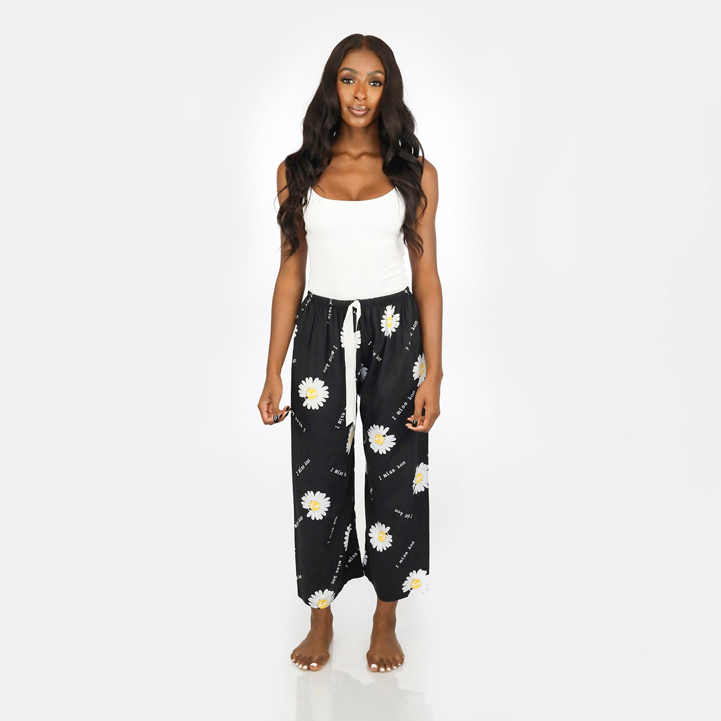 High Waist Front Bow Wide Leg Palazzo Sleep Pants