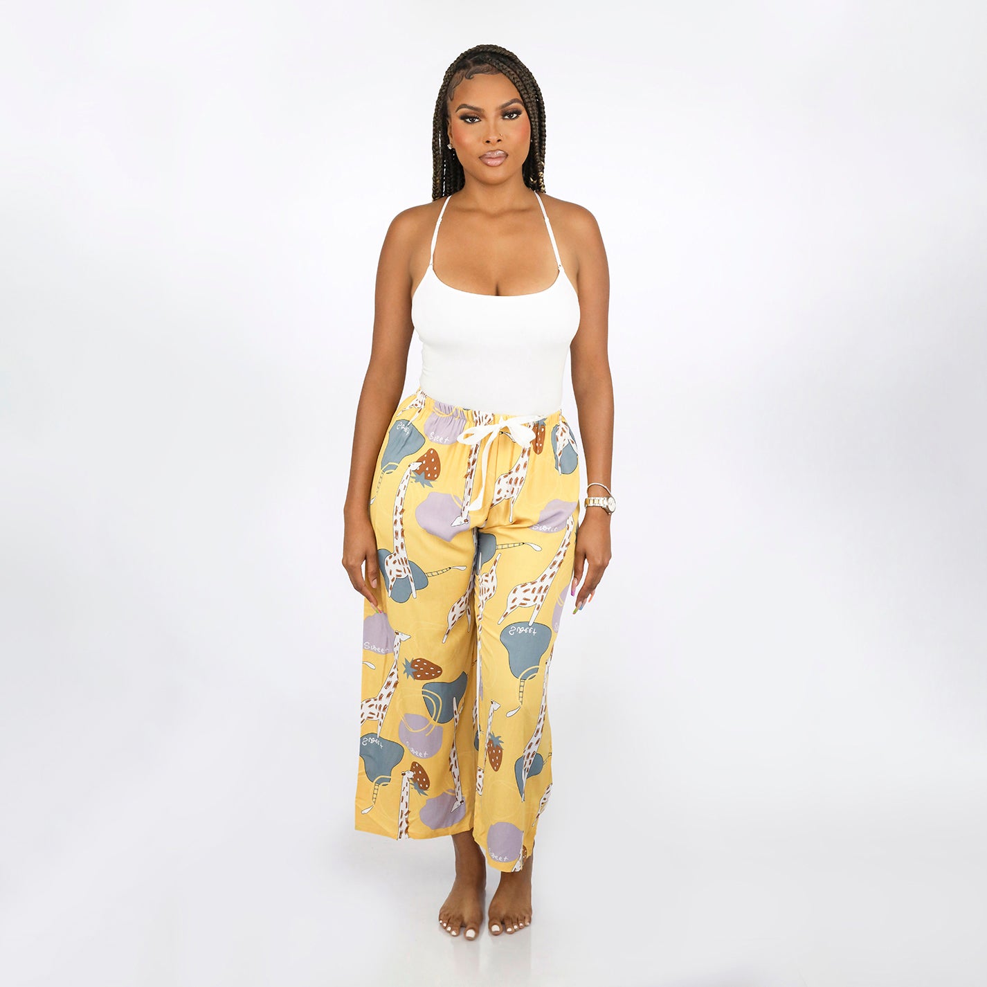 High Waist Front Bow Wide Leg Palazzo Sleep Pants