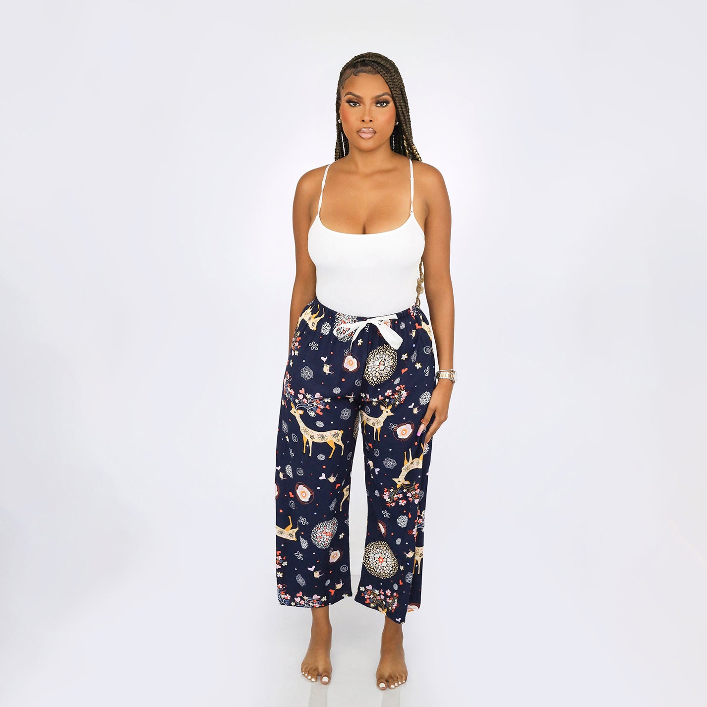 High Waist Front Bow Wide Leg Palazzo Sleep Pants