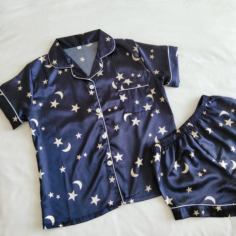 Women's Two Piece Night Star Moon Print Pajama Set